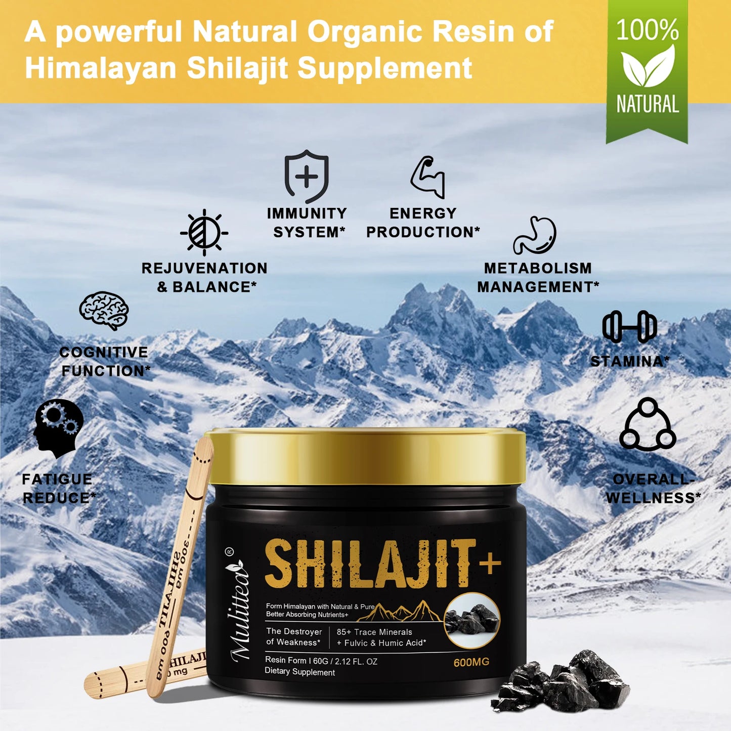 Shilajit with 85 + Trace Minerals & Fulvic Acid