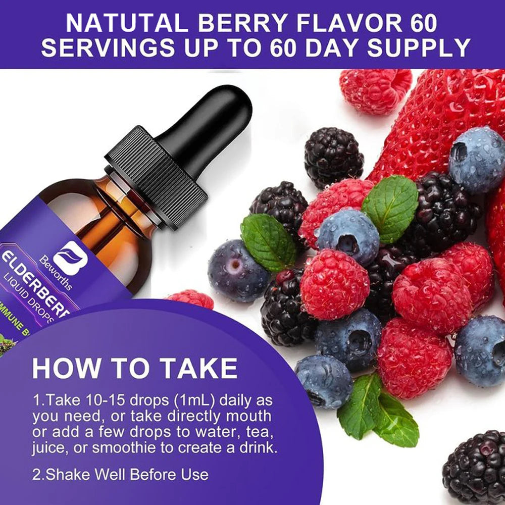 Black Elderberry Drops with Vitamins C, D and Zinc