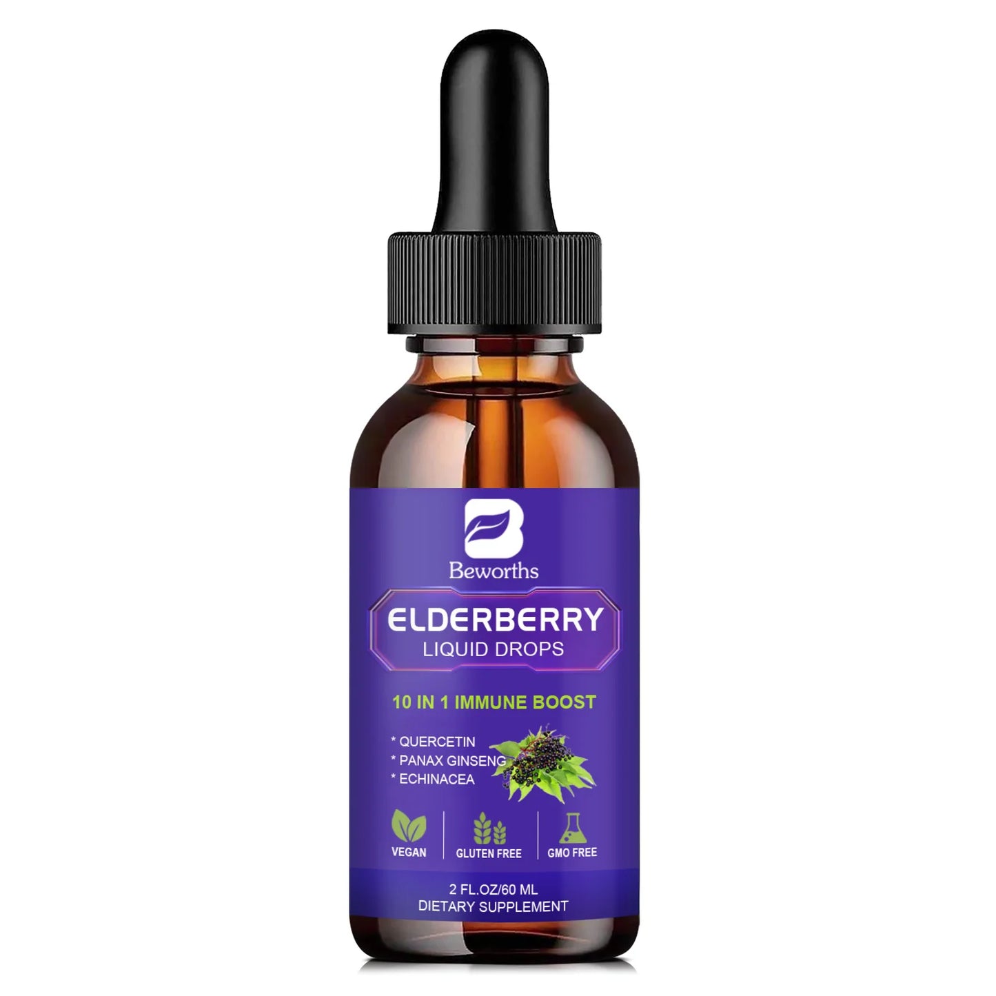 Black Elderberry Drops with Vitamins C, D and Zinc