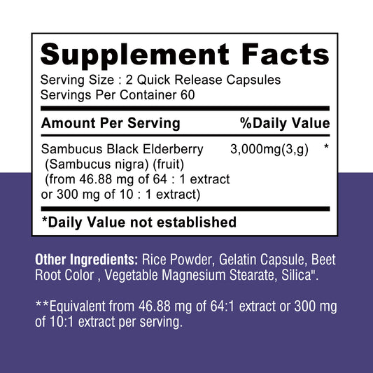 Black Elderberry Capsules 3000mg -