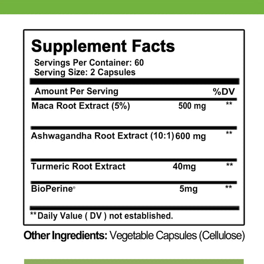 Maca Root + Ashwagandha  Capsules