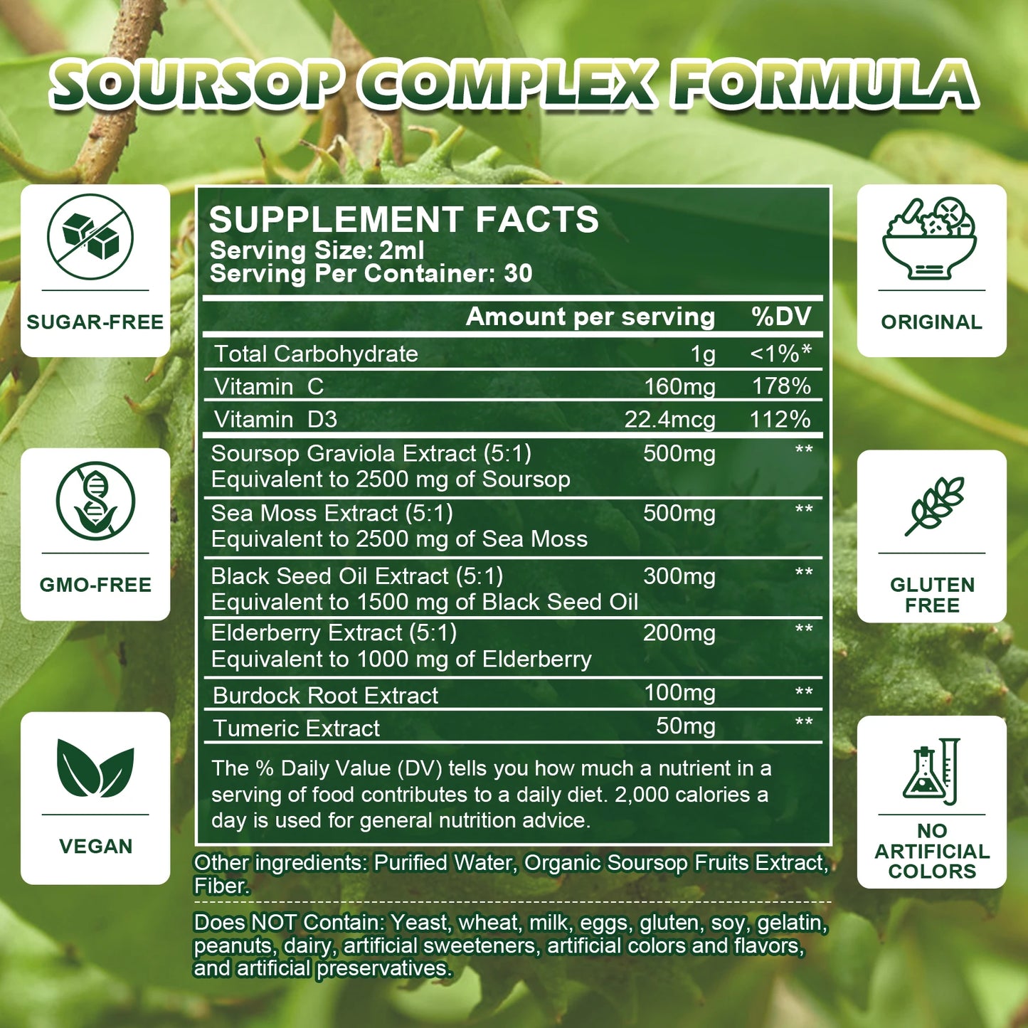 Soursop Graviola Extract with Sea Moss Liquid Drops