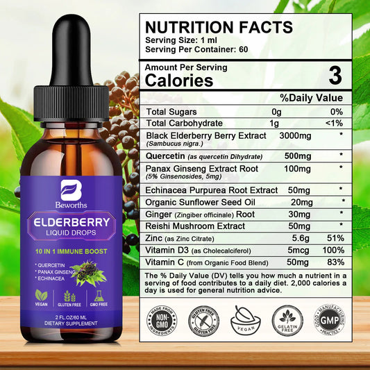 Black Elderberry Drops with Vitamins C, D and Zinc